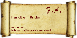 Fendler Andor névjegykártya